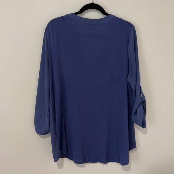 Fortune + Ivy Womens Plus 2x Blue Blouse - Picture 10 of 10